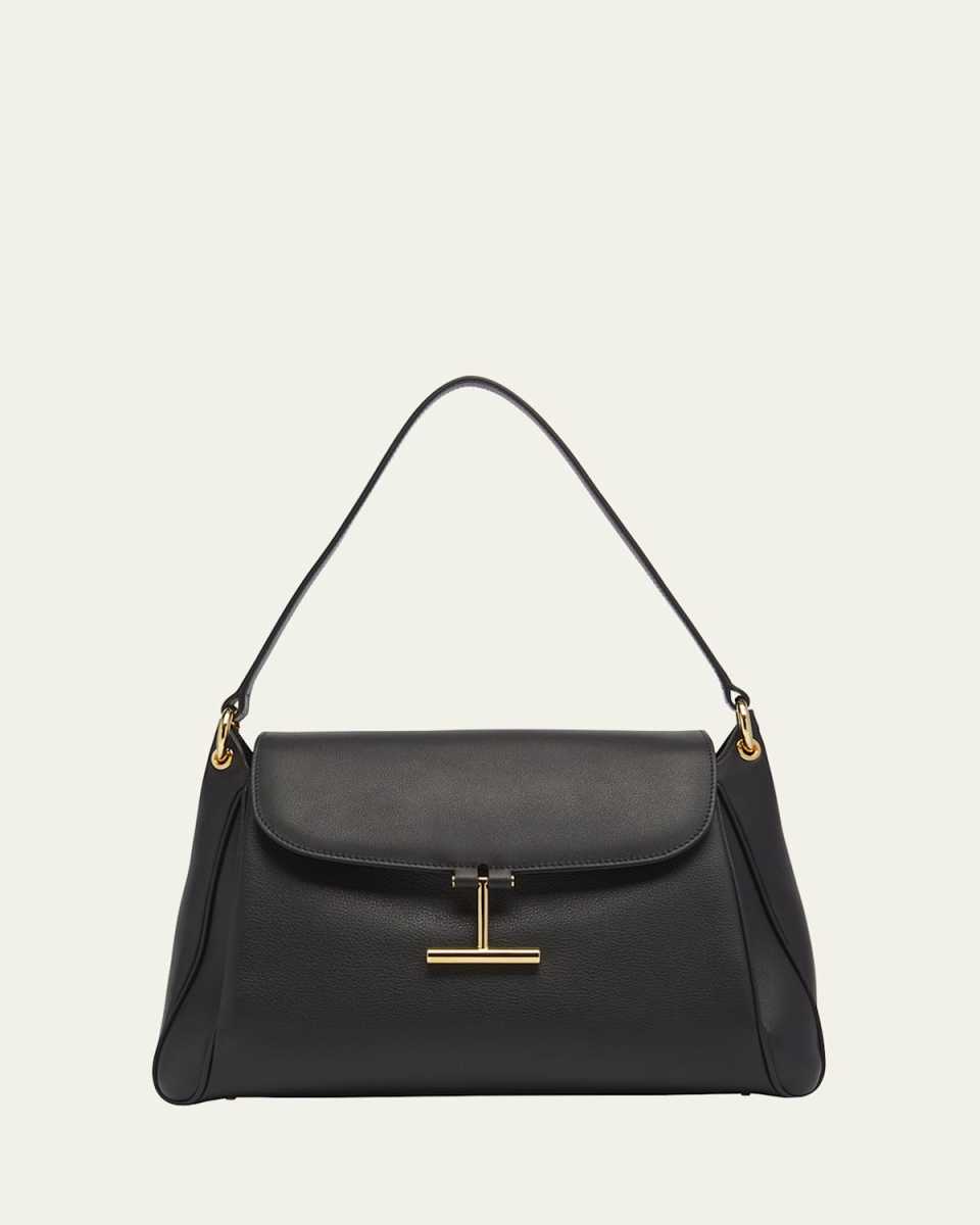 Tara Flap Shoulder Bag in Grain Leather